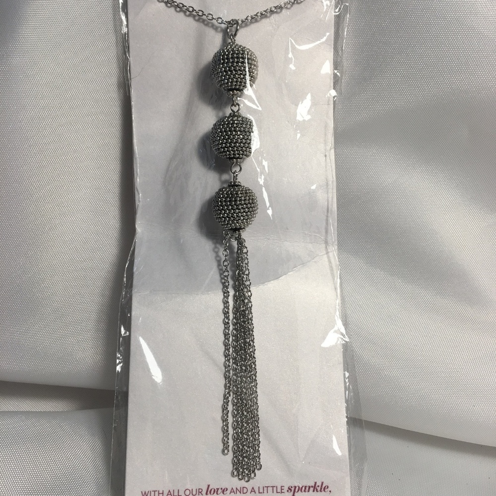 Chico's New in Package Silvertone Ball Necklace